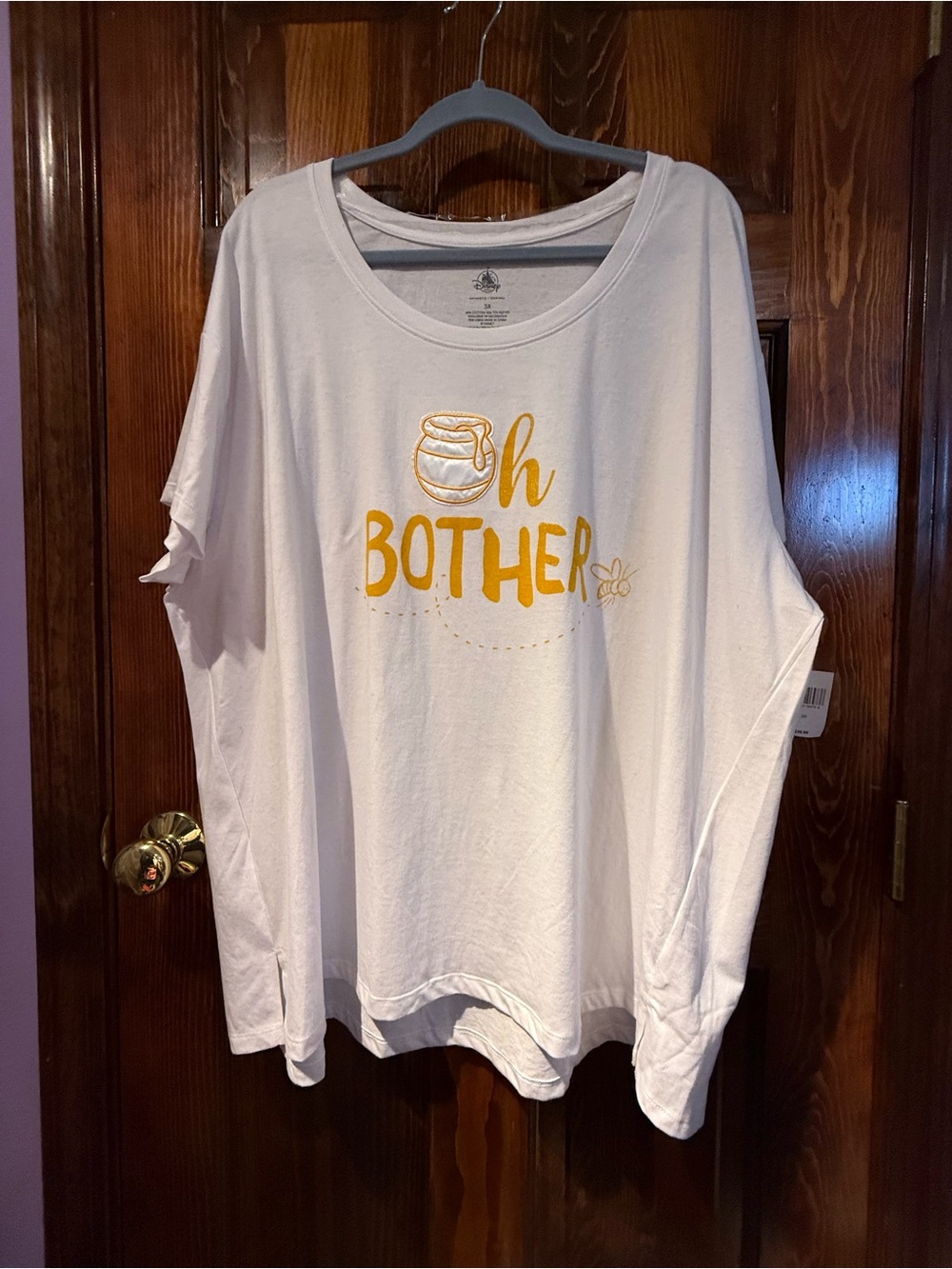 Disney White Short Sleeve Tee with Yellow Winnie the Pooh 'Oh Bother'